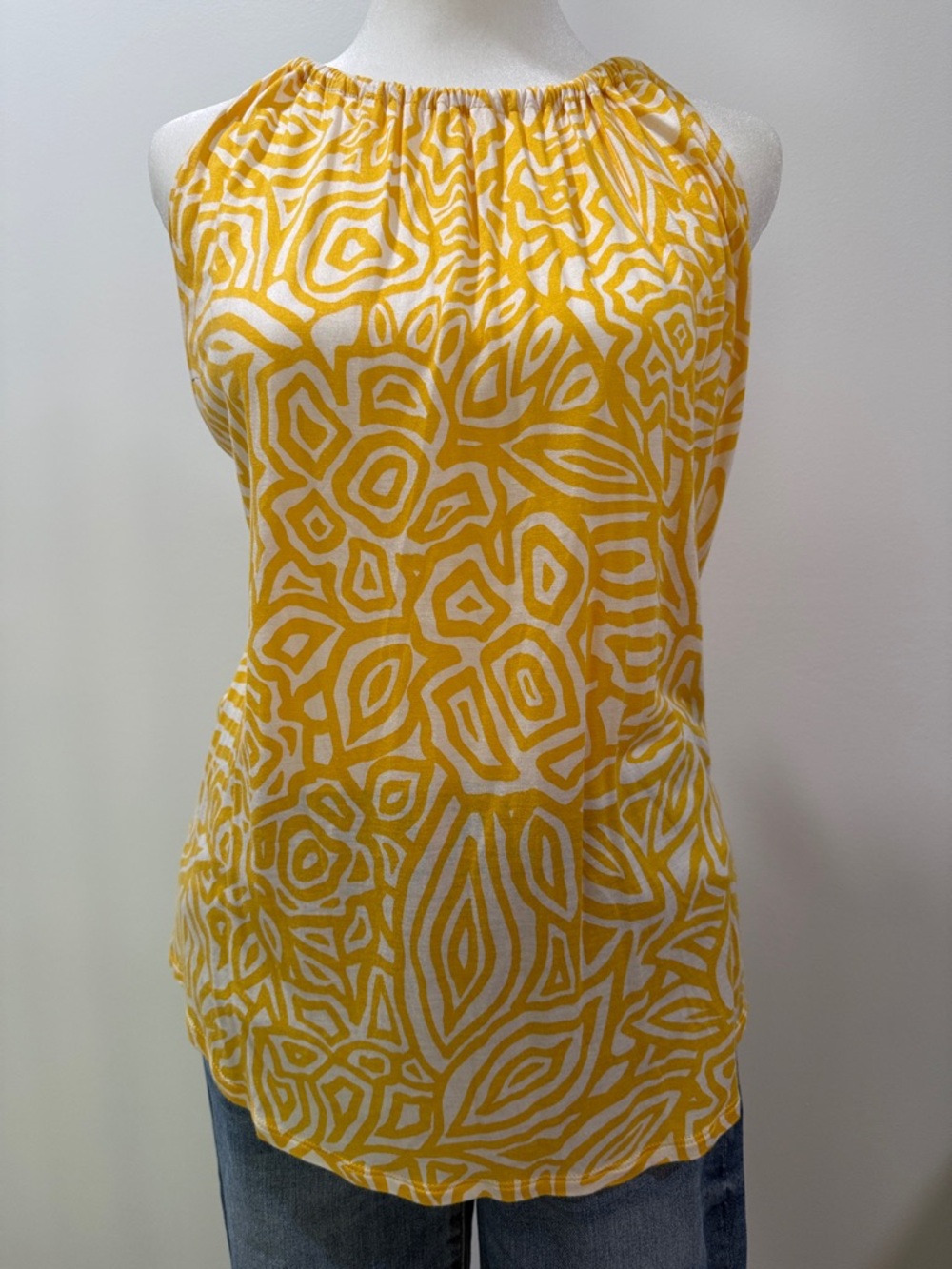 Women’s Halter Neck Printed Tank Top - Yellow